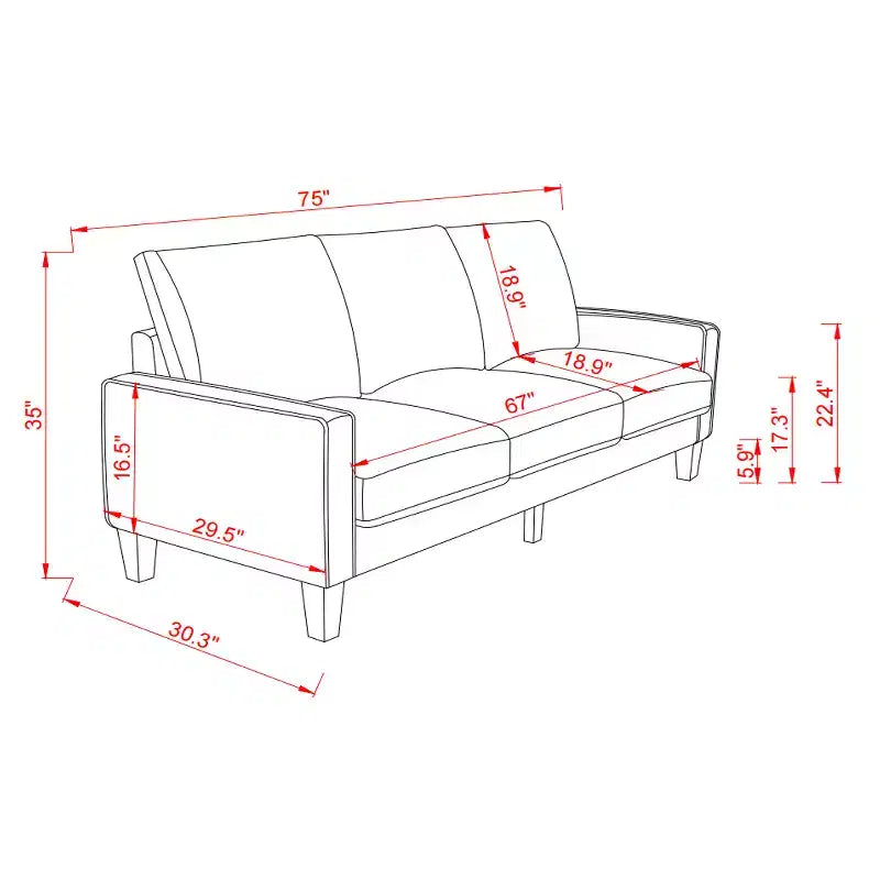 75 Modern Living Room Furniture Fabric Sofa - ModernLuxe