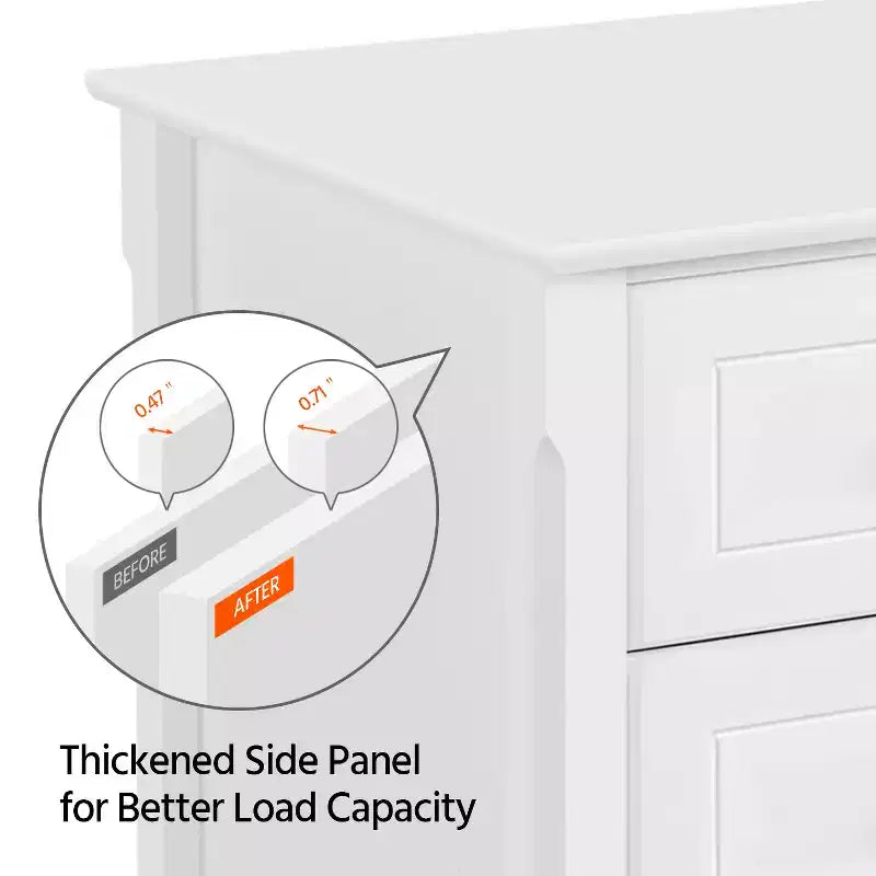 Yaheetech 3 Drawer End Table with Solid Wood Legs for Living Room