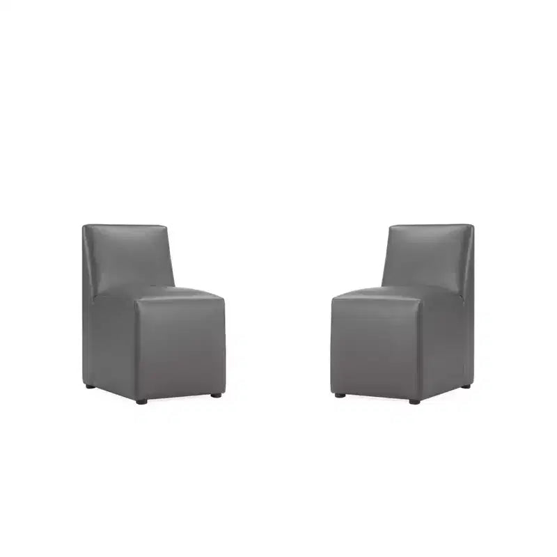 Set of 2 Anna Modern Square Faux Leather Dining Chairs - Manhattan Comfort