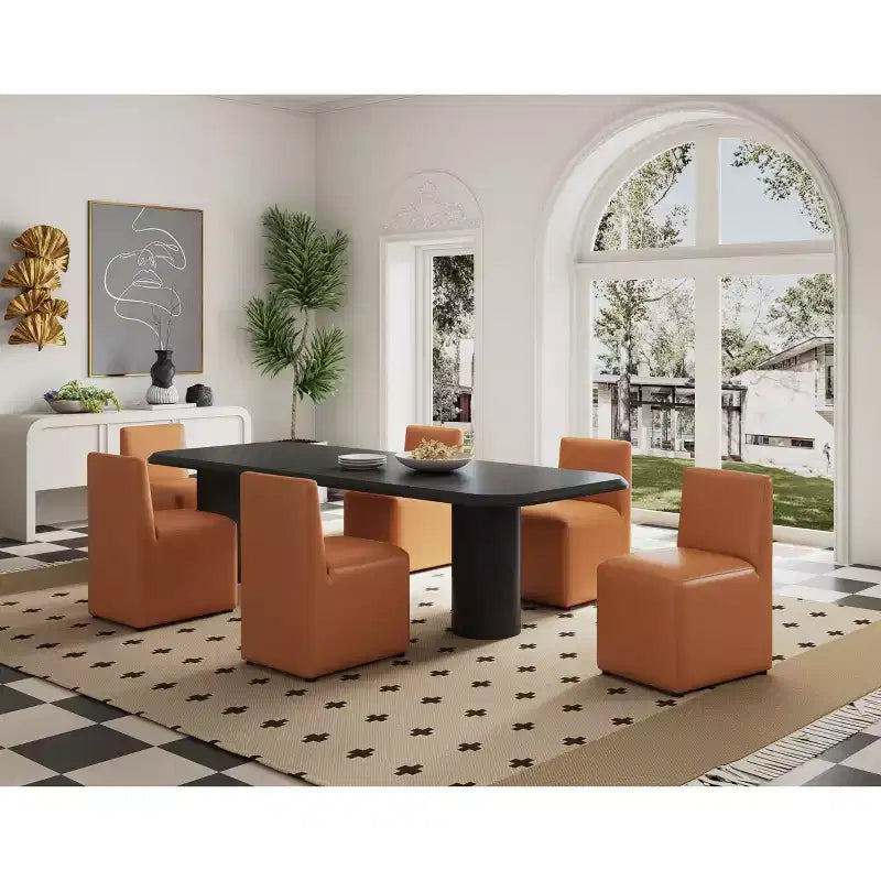 Set of 2 Anna Modern Square Faux Leather Dining Chairs - Manhattan Comfort