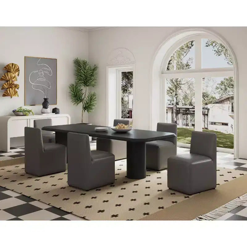 Lot de 2 chaises de salle à manger modernes carrées en similicuir Anna - Manhattan Comfort