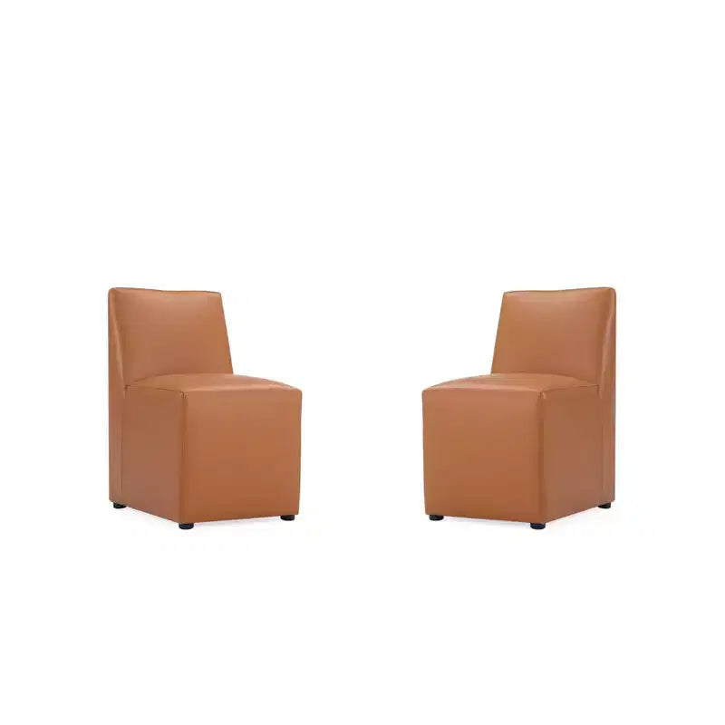 Lot de 2 chaises de salle à manger modernes carrées en similicuir Anna - Manhattan Comfort