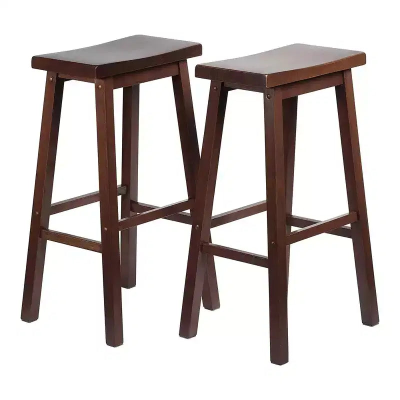 PJ Wood Classic Saddle Seat 29 Tall Kitchen Counter Stools, Walnut (Set of 10)