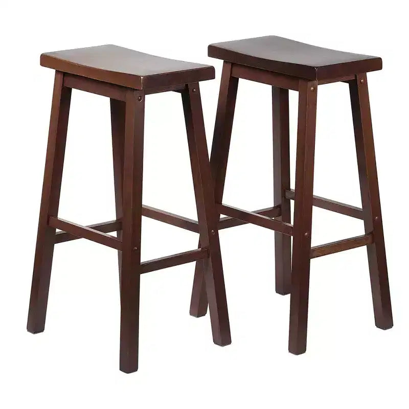 PJ Wood Classic Saddle Seat 29 Tall Kitchen Counter Stools, Walnut (Set of 10)