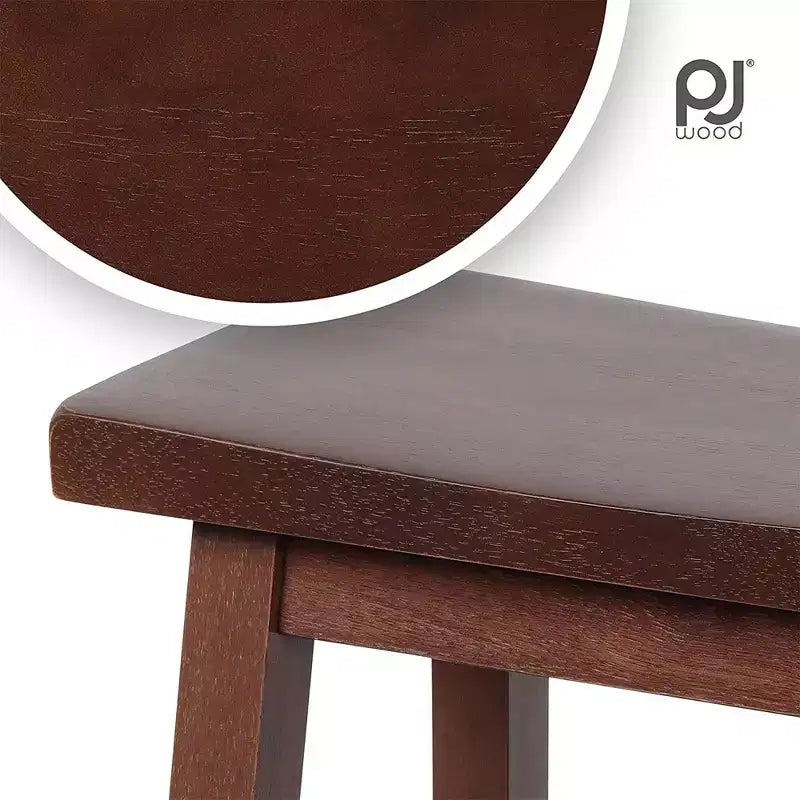 PJ Wood Classic Saddle Seat 29 Tall Kitchen Counter Stools, Walnut (Set of 10)