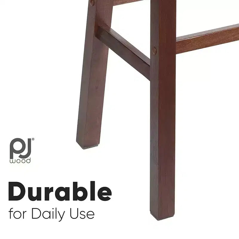 PJ Wood Classic Saddle Seat 29 Tall Kitchen Counter Stools, Walnut (Set of 10)