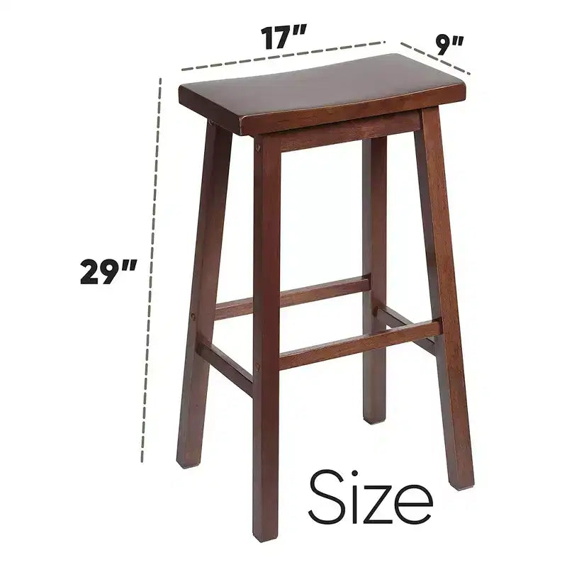 PJ Wood Classic Saddle Seat 29 Tall Kitchen Counter Stools, Walnut (Set of 10)