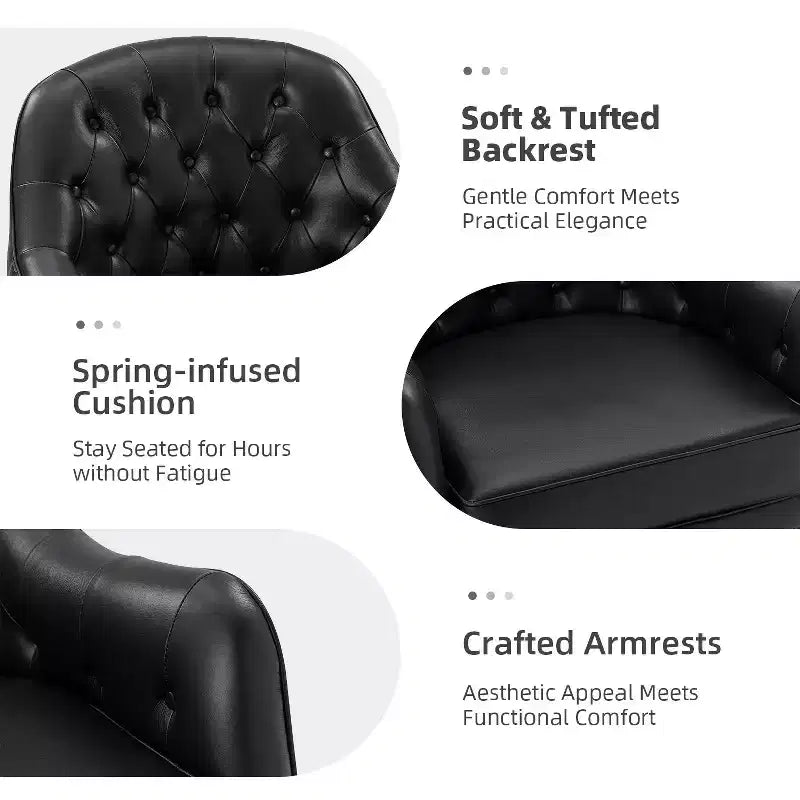 Set of 2 Justo 28.5 Wide Tufted Genuine Leather Wood Legs Accent Barrel Chair for Living Room with solid wood legs| ART OF LIVING DESIGNS