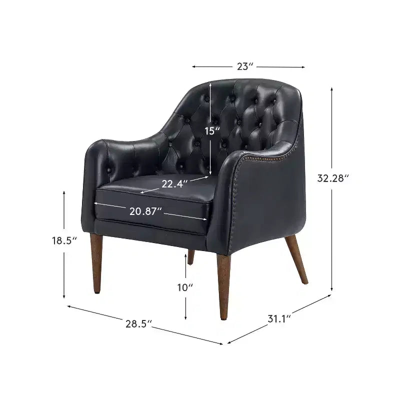 Set of 2 Justo 28.5 Wide Tufted Genuine Leather Wood Legs Accent Barrel Chair for Living Room with solid wood legs| ART OF LIVING DESIGNS
