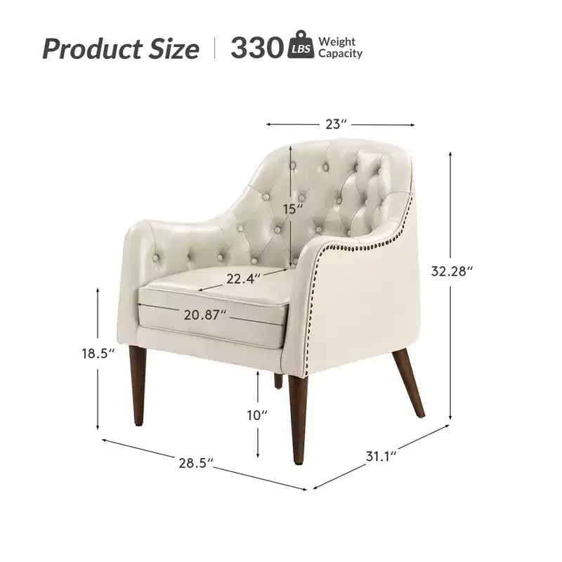 Set of 2 Justo 28.5 Wide Tufted Genuine Leather Wood Legs Accent Barrel Chair for Living Room with solid wood legs| ART OF LIVING DESIGNS