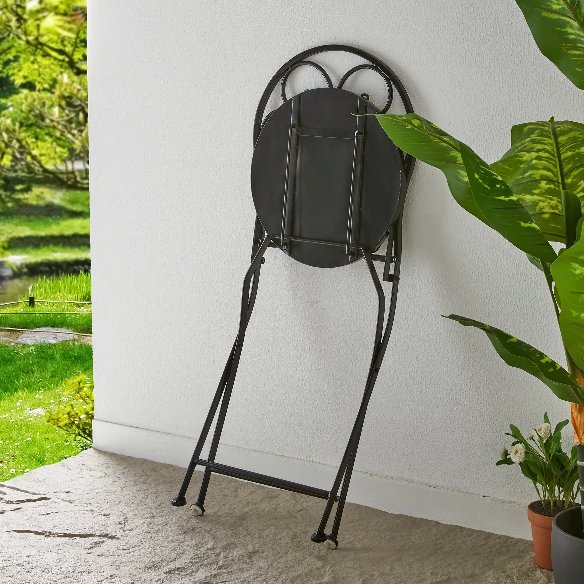 Ensemble bistrot pliant en métal Glitzhome pour extérieur, 3 pièces, table et chaises de patio