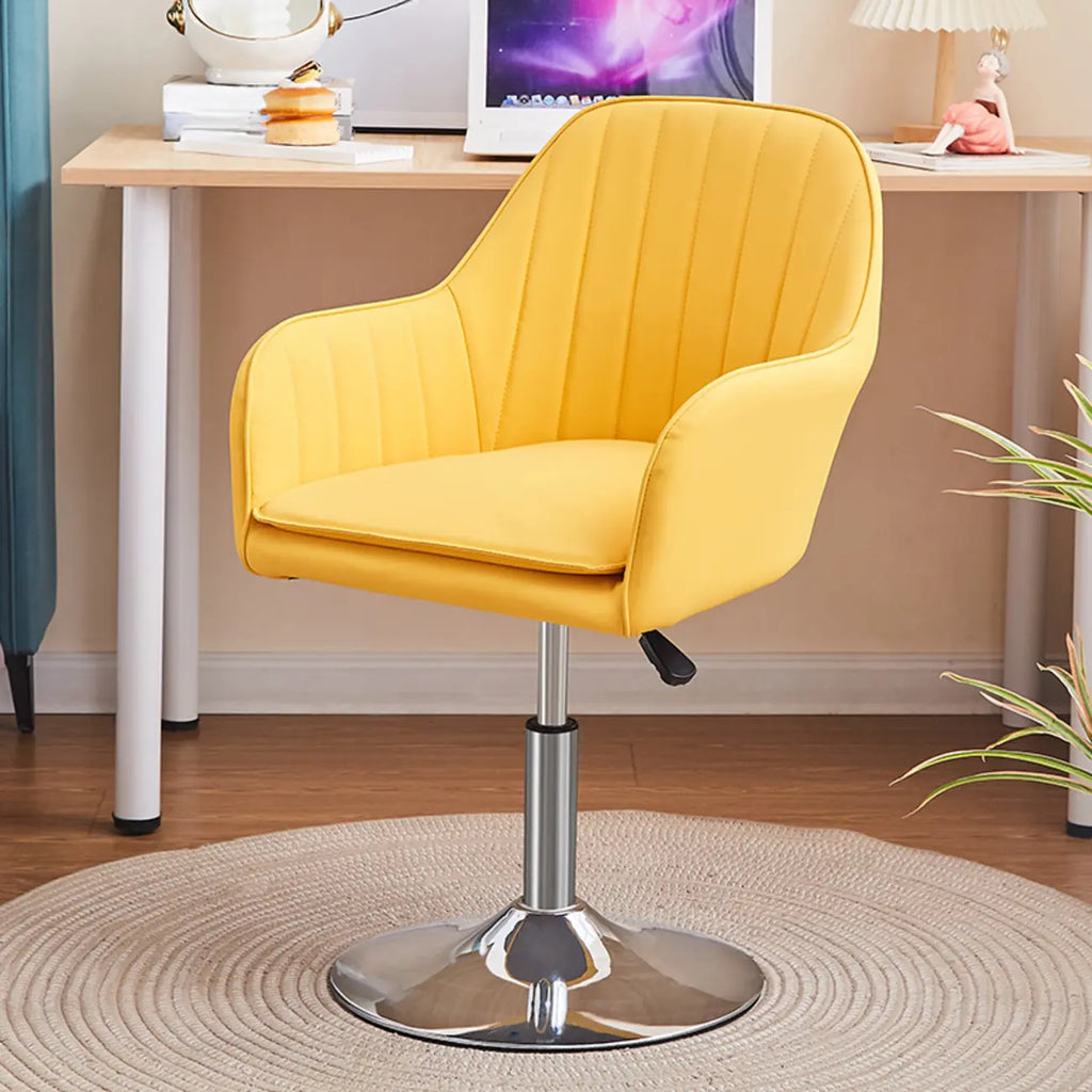 Chaise de bureau pivotante en cuir gris élégant