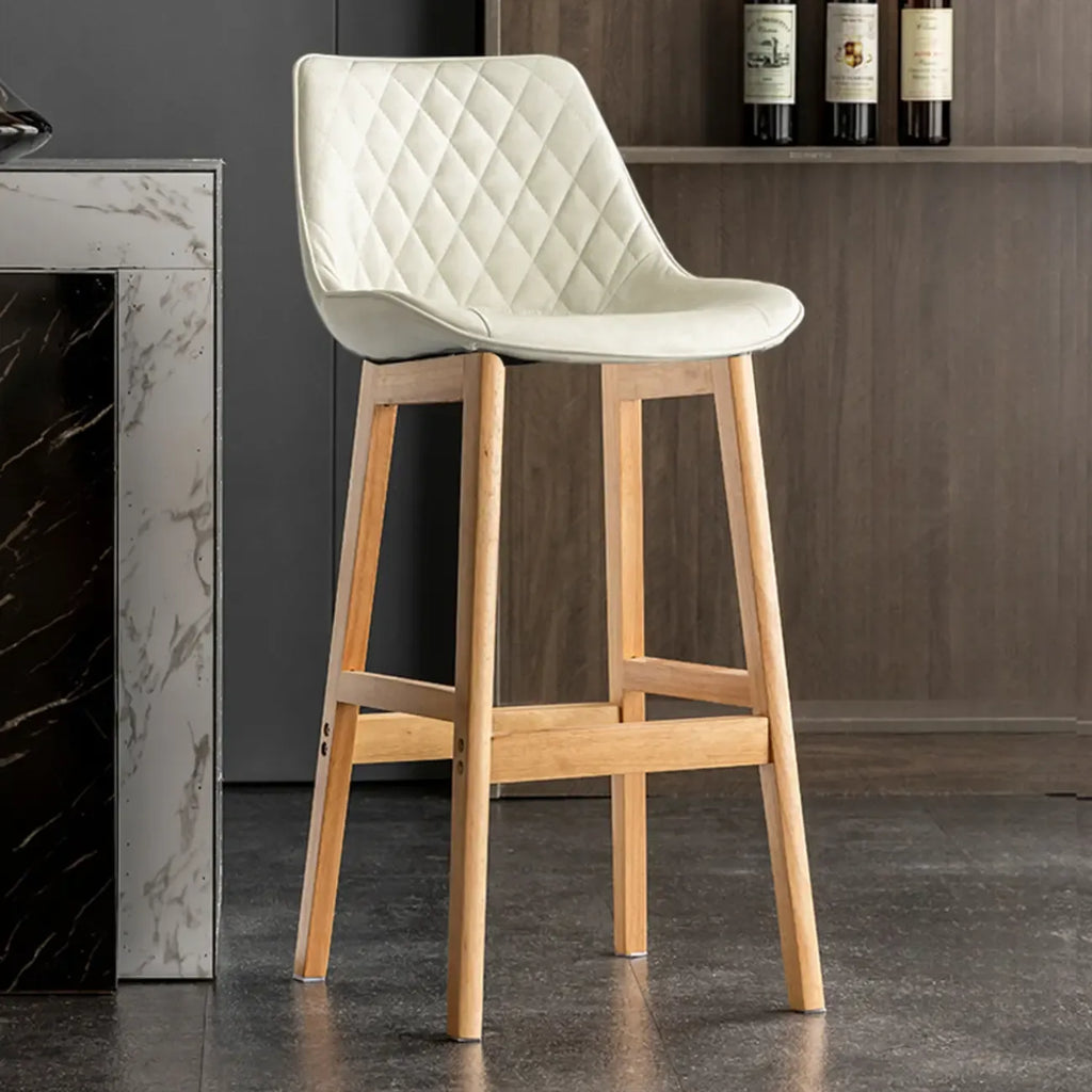 Tabourets de bar en similicuir Mid-Century Modern avec pieds en bois