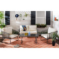 SAFAVIEH Salon d'extérieur 4 pièces Yuridia - Marron/Blanc - 50L x 27P x 28H