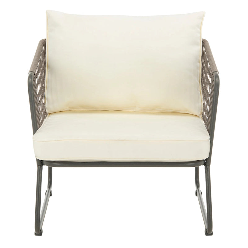 SAFAVIEH Salon d'extérieur 4 pièces Yuridia - Marron/Blanc - 50L x 27P x 28H