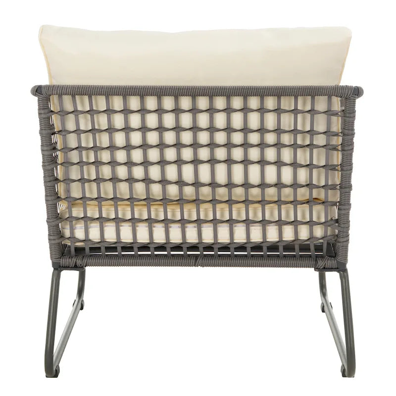 SAFAVIEH Salon d'extérieur 4 pièces Yuridia - Marron/Blanc - 50L x 27P x 28H