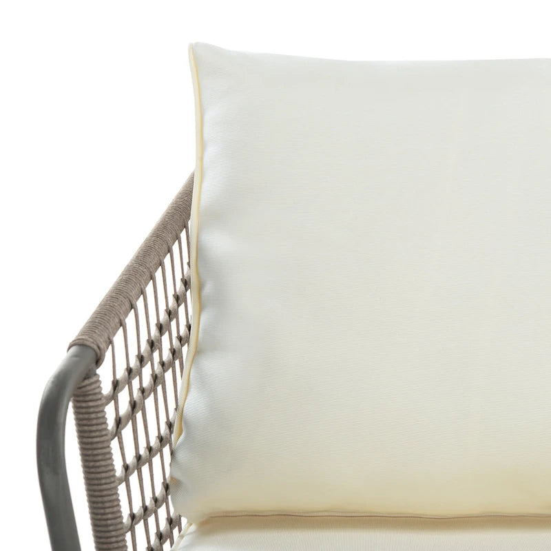 SAFAVIEH Salon d'extérieur 4 pièces Yuridia - Marron/Blanc - 50L x 27P x 28H