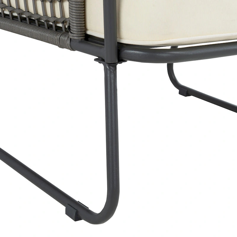 SAFAVIEH Salon d'extérieur 4 pièces Yuridia - Marron/Blanc - 50L x 27P x 28H