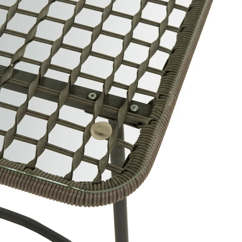SAFAVIEH Salon d'extérieur 4 pièces Yuridia - Marron/Blanc - 50L x 27P x 28H