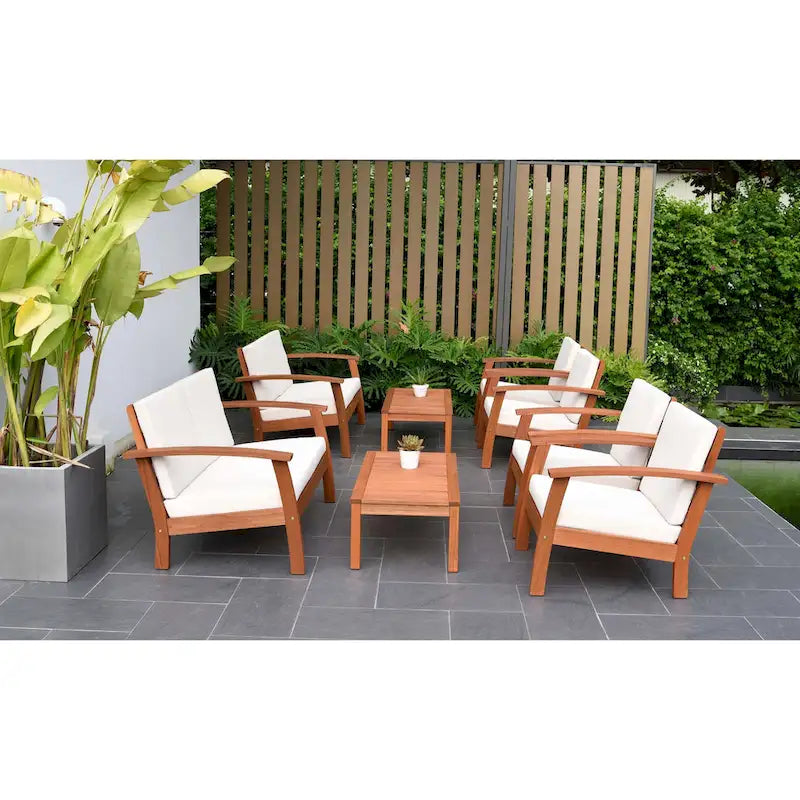 Ensemble de 8 meubles de jardin Amazonia en bois certifié FSC