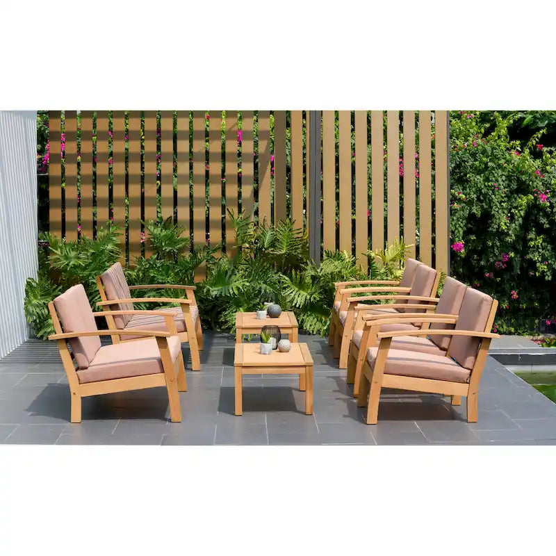 Ensemble de 8 meubles de jardin Amazonia en bois certifié FSC