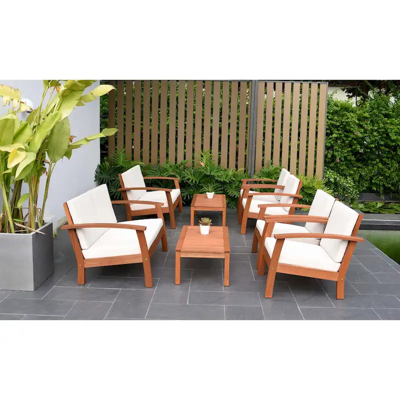 Ensemble de 8 meubles de jardin Amazonia en bois certifié FSC