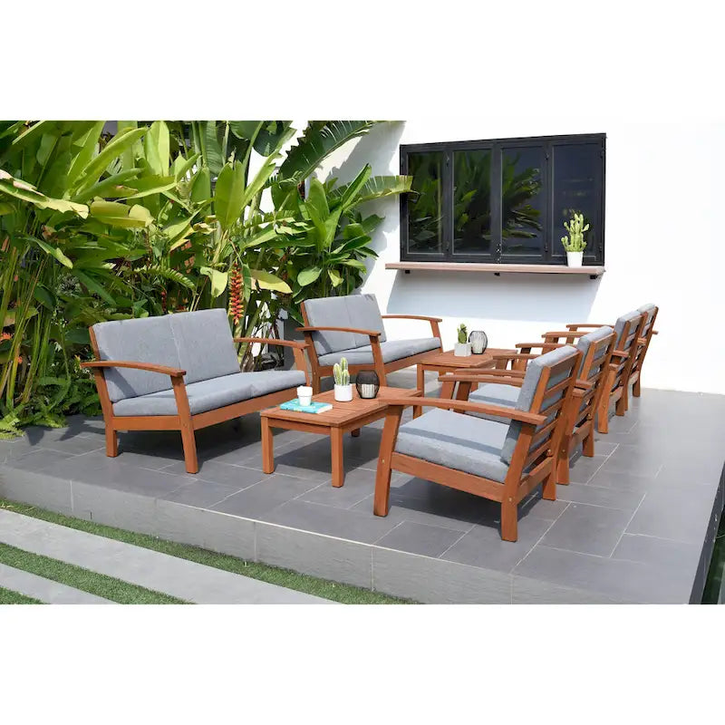 Ensemble de 8 meubles de jardin Amazonia en bois certifié FSC