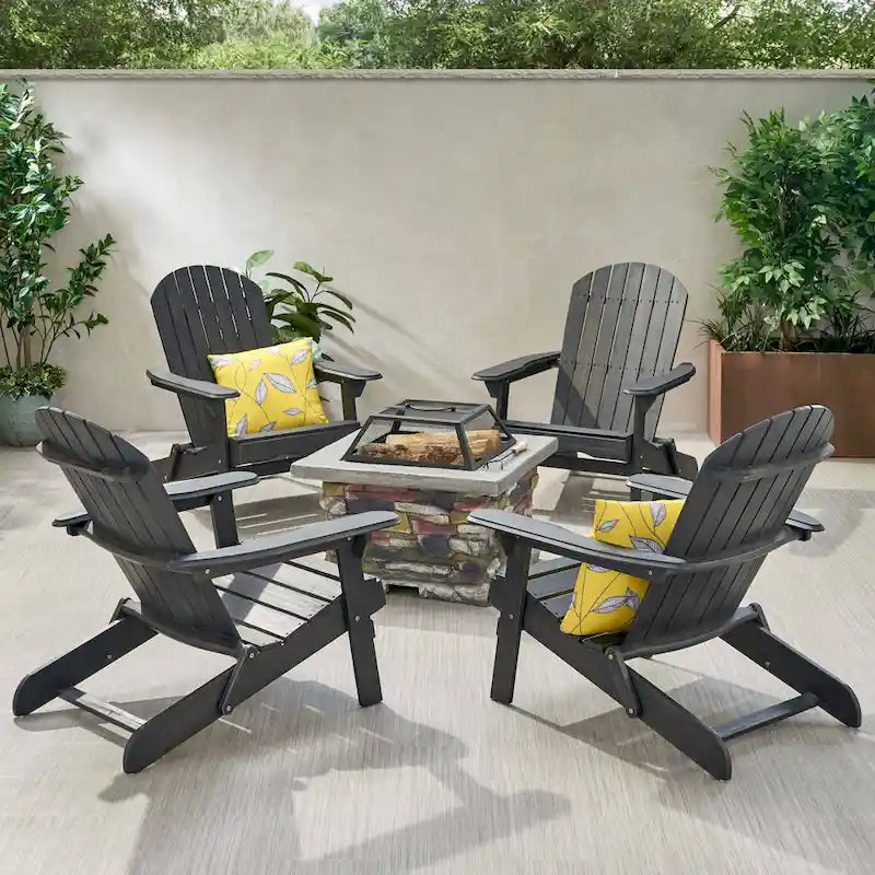Ensemble 5 pièces de chaises Adirondack avec brasero Marrion par Christopher Knight Home