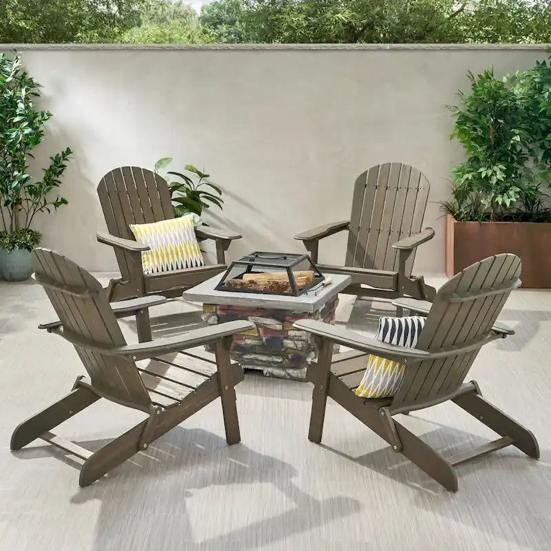 Ensemble 5 pièces de chaises Adirondack avec brasero Marrion par Christopher Knight Home