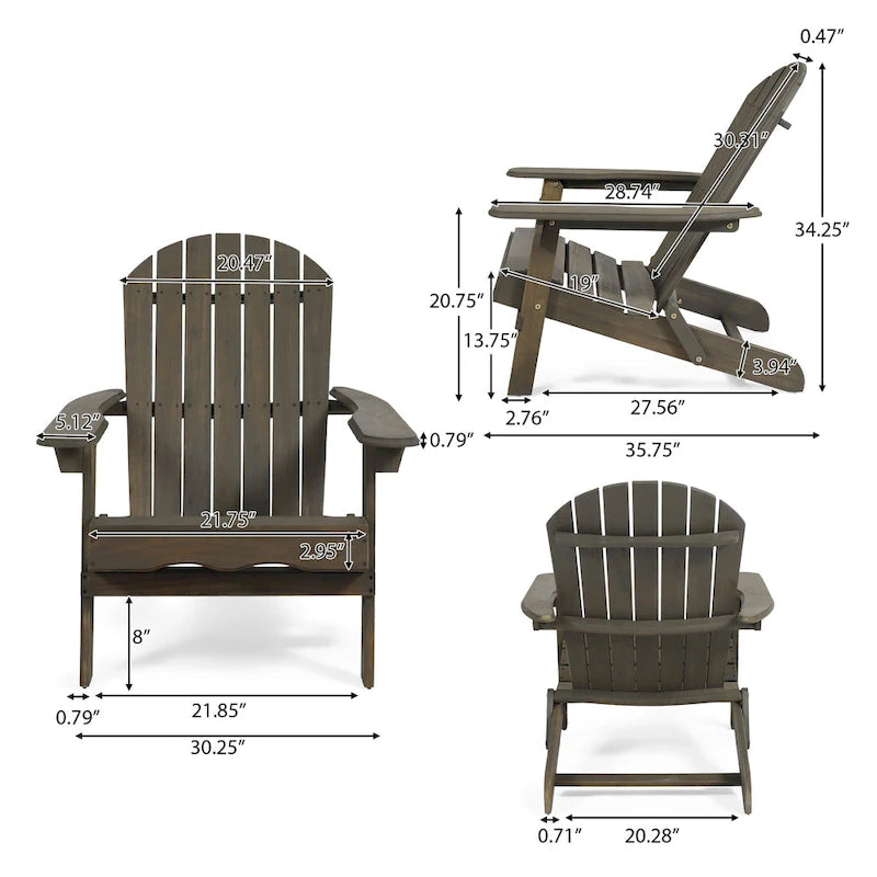 Ensemble 5 pièces de chaises Adirondack avec brasero Marrion par Christopher Knight Home