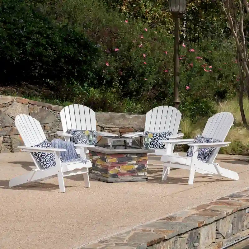 Ensemble 5 pièces de chaises Adirondack avec brasero Marrion par Christopher Knight Home