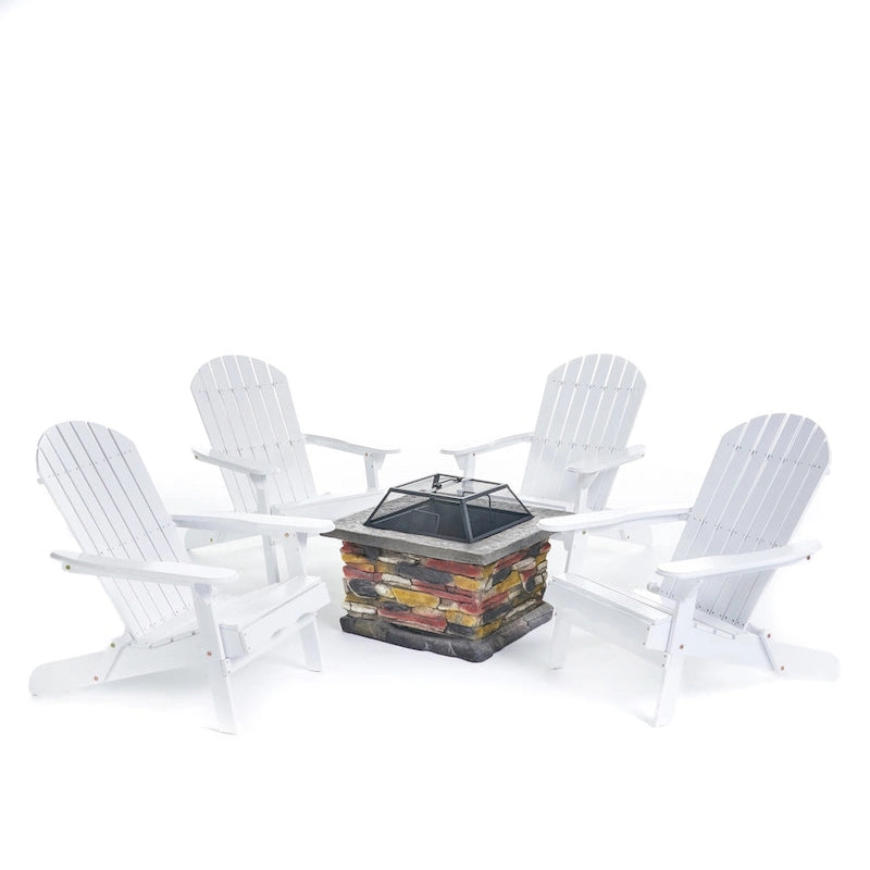 Ensemble 5 pièces de chaises Adirondack avec brasero Marrion par Christopher Knight Home