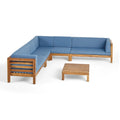 Canapé d'angle d'extérieur 7 places en bois d'acacia Oana par Christopher Knight Home