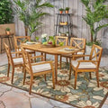 Ensemble de salle à manger d'extérieur 7 pièces en bois d'acacia Pines par Christopher Knight Home