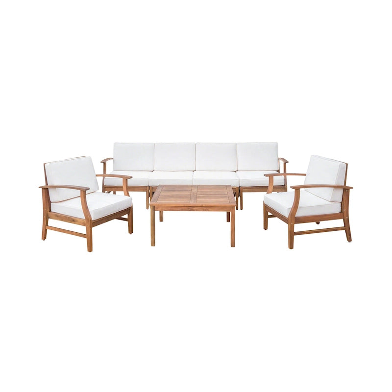 Ensemble de conversation extérieur 7 pièces en bois d'acacia Perla par Christopher Knight Home