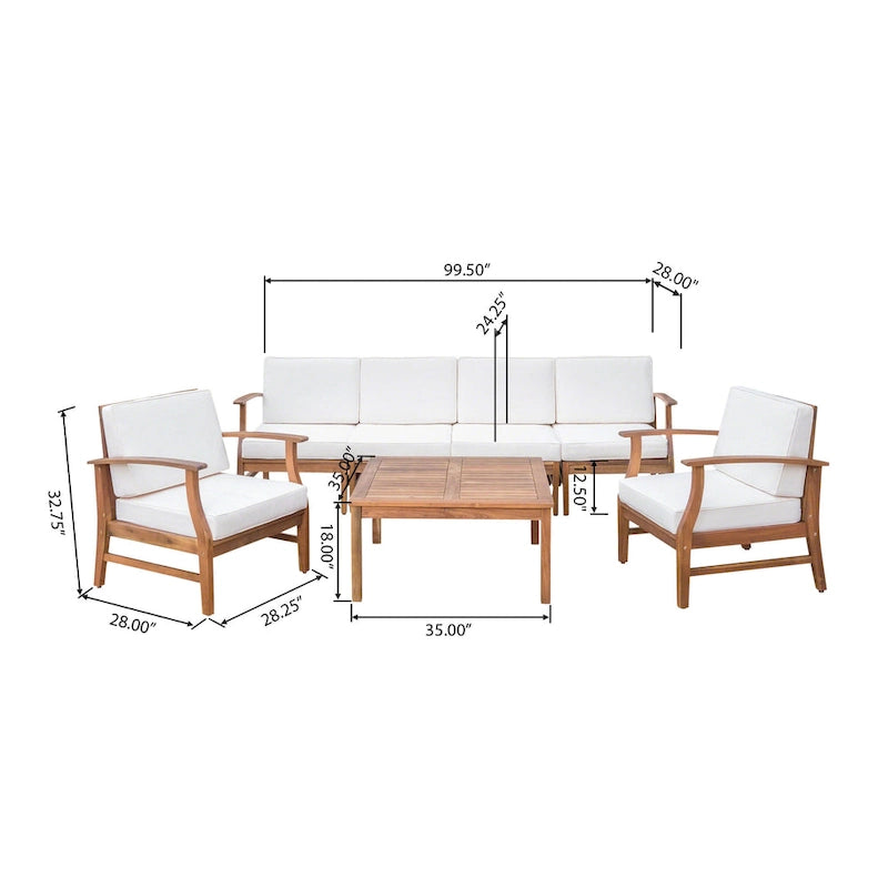 Ensemble de conversation extérieur 7 pièces en bois d'acacia Perla par Christopher Knight Home