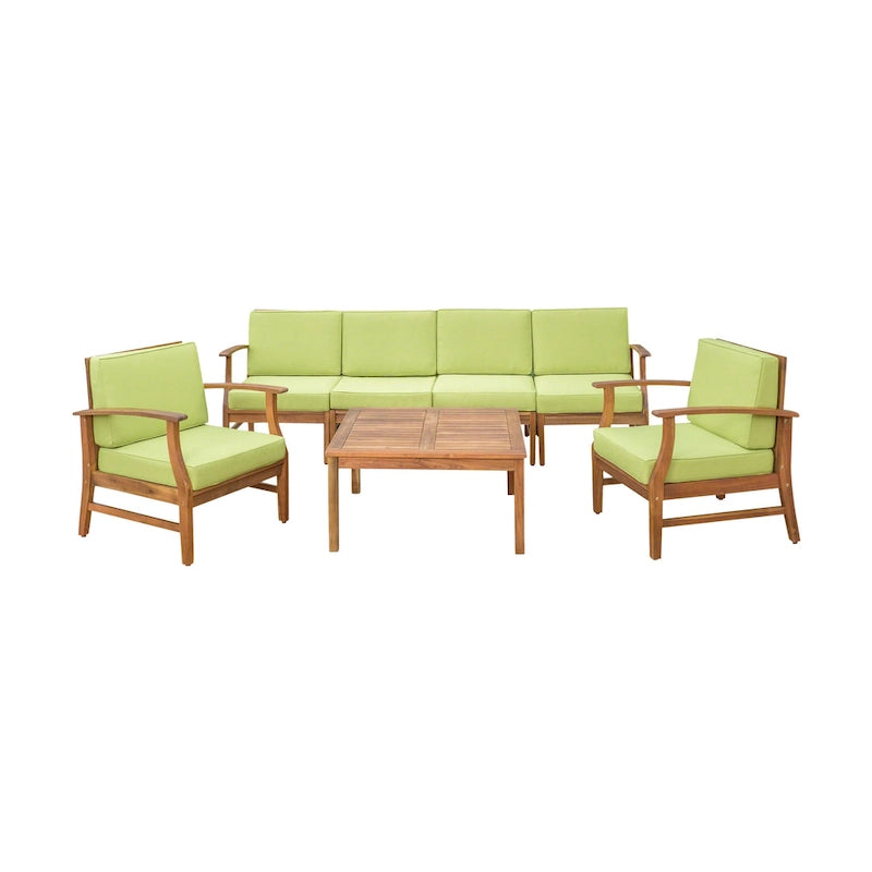 Ensemble de conversation extérieur 7 pièces en bois d'acacia Perla par Christopher Knight Home