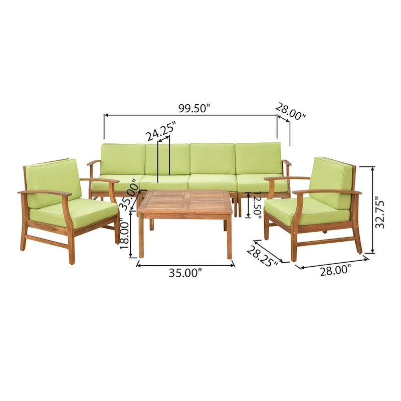 Ensemble de conversation extérieur 7 pièces en bois d'acacia Perla par Christopher Knight Home