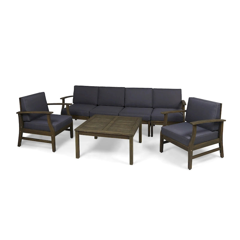 Ensemble de conversation extérieur 7 pièces en bois d'acacia Perla par Christopher Knight Home