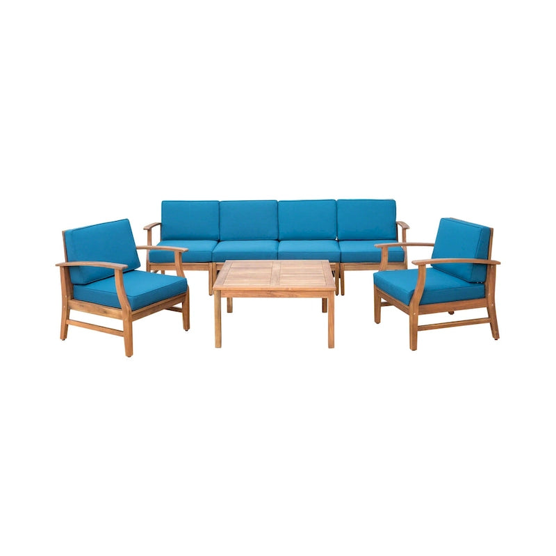 Ensemble de conversation extérieur 7 pièces en bois d'acacia Perla par Christopher Knight Home
