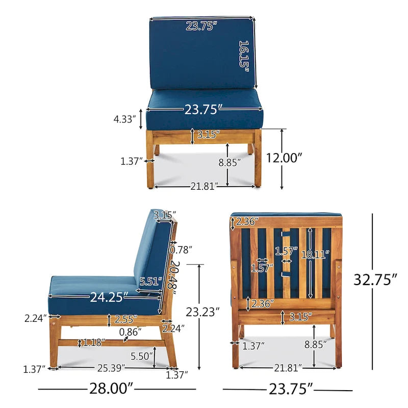 Ensemble de conversation extérieur 7 pièces en bois d'acacia Perla par Christopher Knight Home