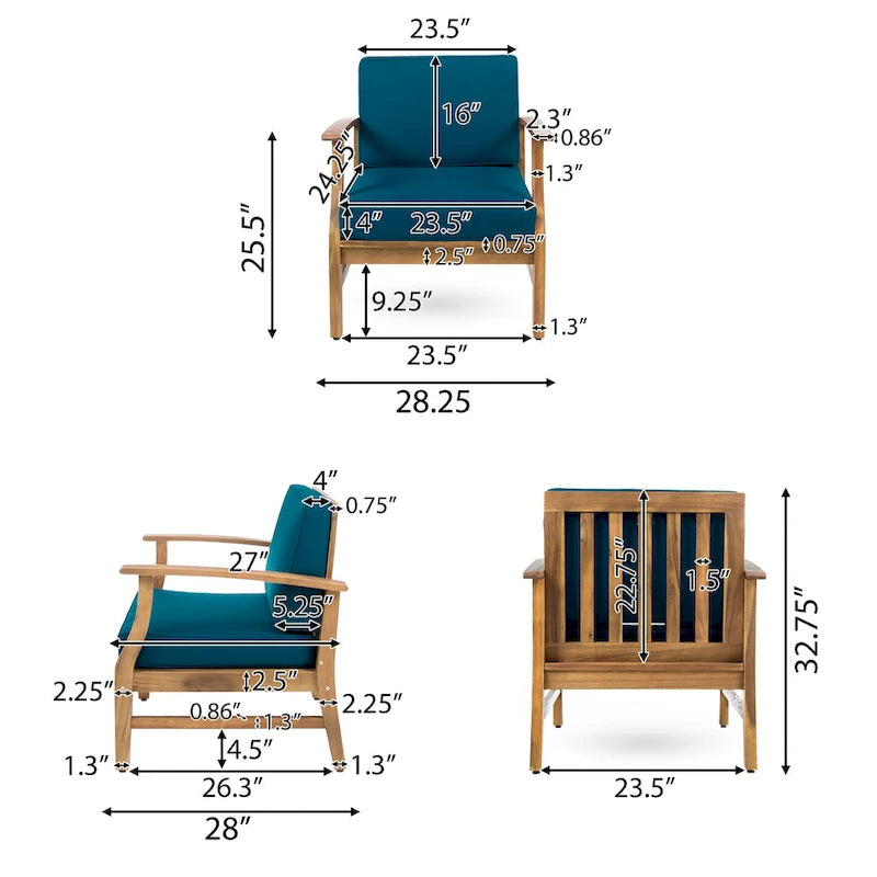 Ensemble de conversation extérieur 7 pièces en bois d'acacia Perla par Christopher Knight Home