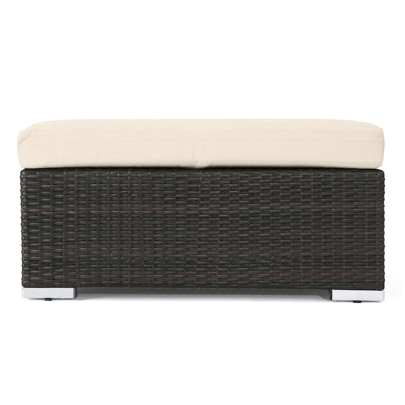 Repose-pieds d'extérieur en osier Santa Rosa avec coussin de Christopher Knight Home