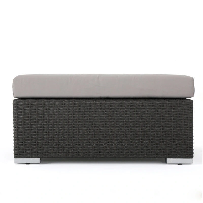 Repose-pieds d'extérieur en osier Santa Rosa avec coussin de Christopher Knight Home