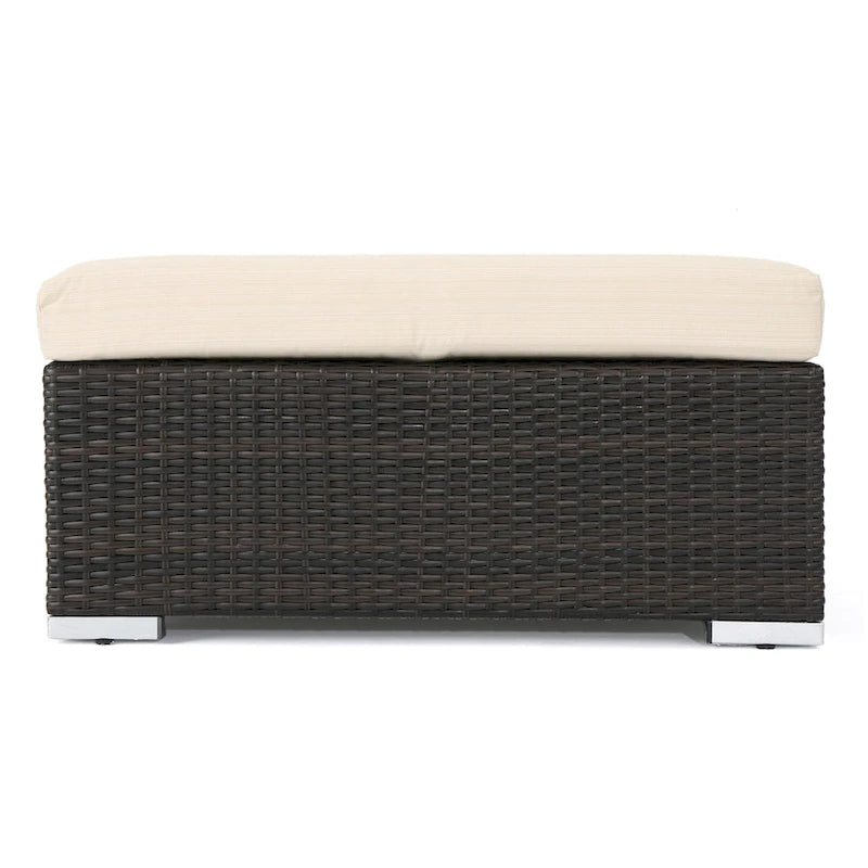 Repose-pieds d'extérieur en osier Santa Rosa avec coussin de Christopher Knight Home