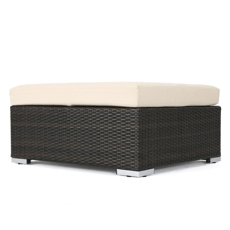 Repose-pieds d'extérieur en osier Santa Rosa avec coussin de Christopher Knight Home