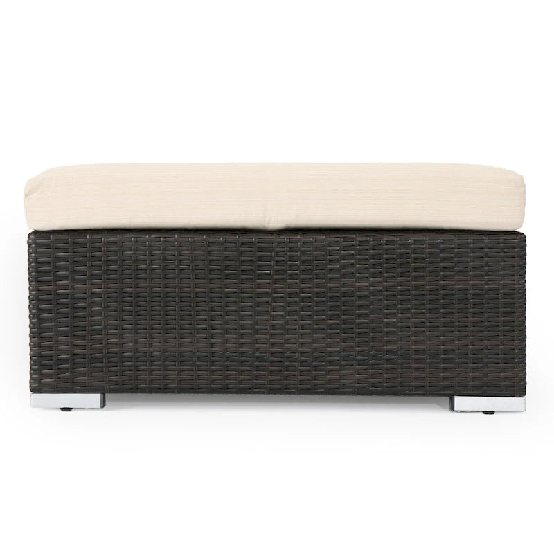 Repose-pieds d'extérieur en osier Santa Rosa avec coussin de Christopher Knight Home
