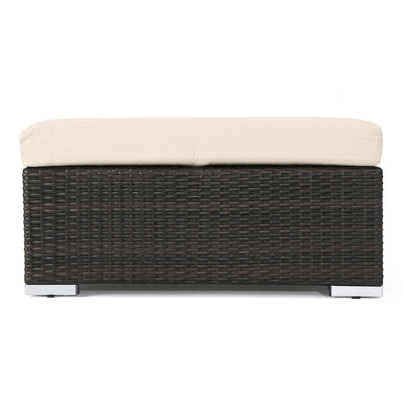 Repose-pieds d'extérieur en osier Santa Rosa avec coussin de Christopher Knight Home