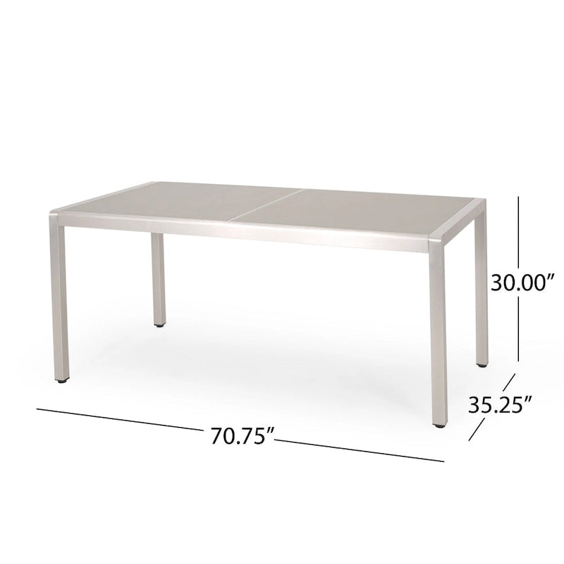 Ensemble de salle à manger d'extérieur 7 pièces Gaven en verre trempé et aluminium par Christopher Knight Home