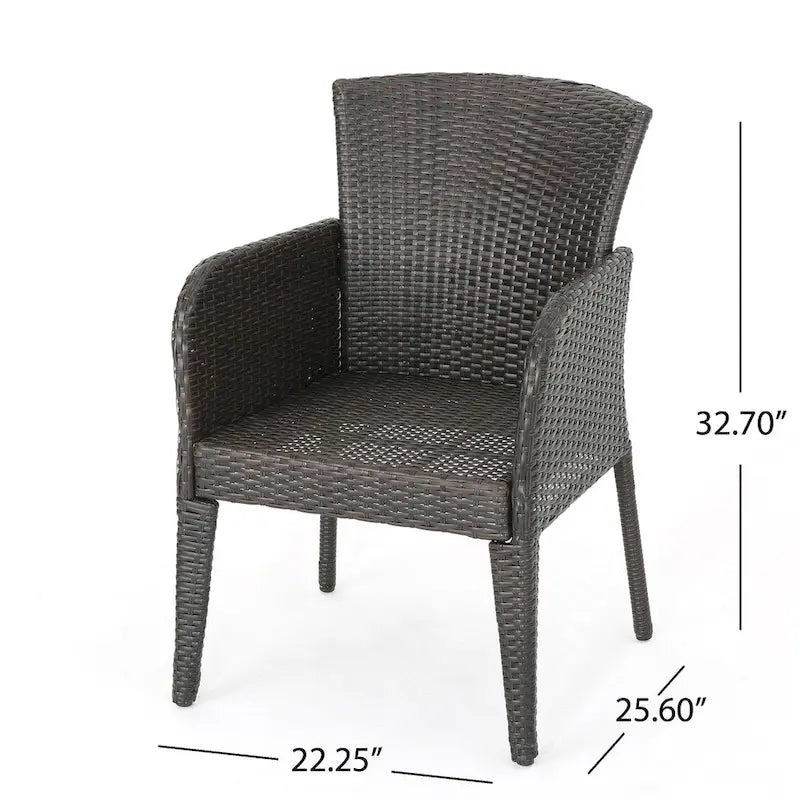 Ensemble de salle à manger extérieur rectangulaire pliable 7 pièces en osier Kylon avec trou pour parasol par Christopher Knight Home